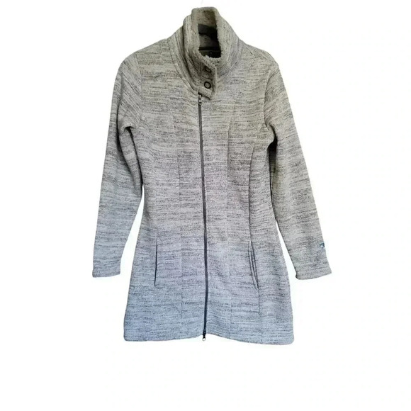 Kuhl Sweater Womens Small Cream Alaska Long Full Zip Pockets Travel Grey - Picture 1 of 13